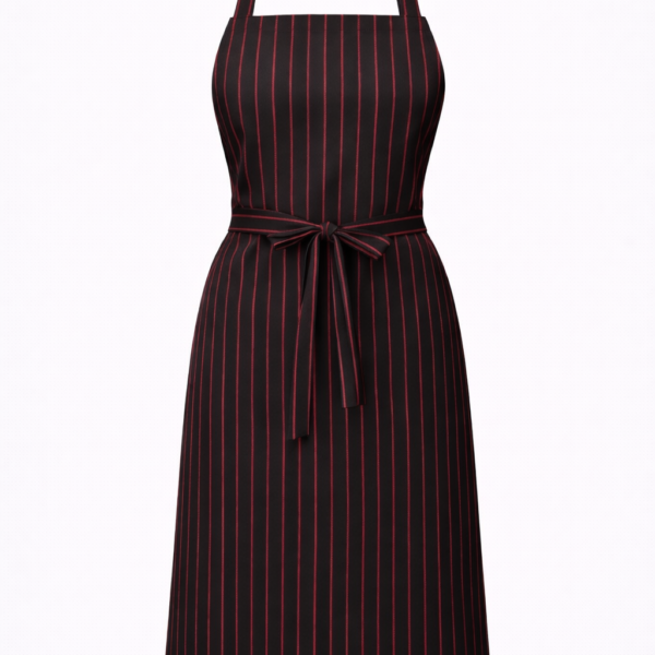 фартух шеф-кухаря з нагрудником у червону смужку